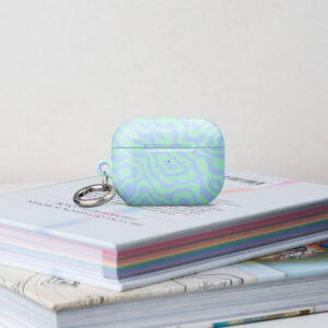 Kietas, plastikinis Airpodas dėklas. 'Minty Motion' dizainas