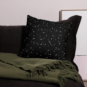 Premium pagalvės užvalkalas su spauda. 'Cosmic Charm' dizainas