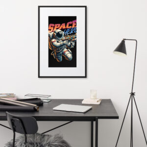 Paveikslas su rėmeliu ir apvadu. 'Space man' dizainas