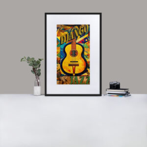 Paveikslas su rėmeliu ir apvadu. 'Django jazz' dizainas