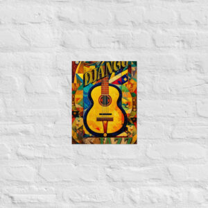 Foto popieriaus paveikslas be rėmelio. 'Django jazz' dizainas