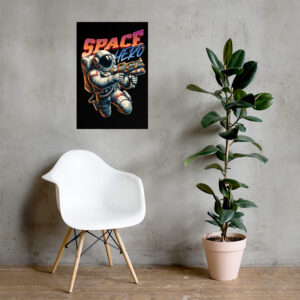 Foto popieriaus paveikslas be rėmelio. 'Space man' dizainas